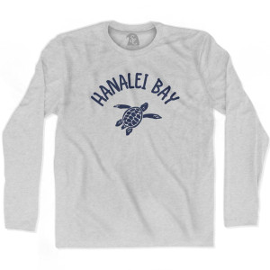 Hanalei Bay Beach Sea Turtle Adult Cotton Long Sleeve T-shirt - Grey Heather