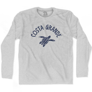 Costa Grande Beach Sea Turtle Adult Cotton Long Sleeve T-shirt - Grey Heather Costa Grande Beach Sea Turtle Adult Cotton Long Sleeve T-shirt - Grey Heather