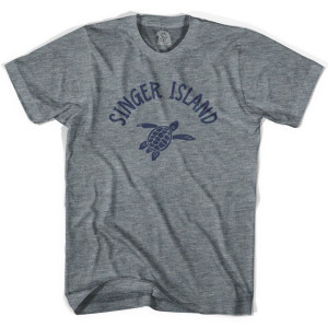 Singer Island Beach Sea Turtle Adult Tri-Blend T-shirt - Athletic Grey