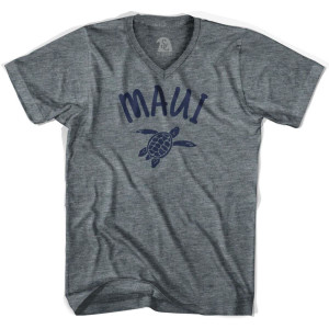 Maui Beach Sea Turtle Adult Tri-Blend V-neck T-shirt - Athletic Grey Maui Beach Sea Turtle Adult Tri-Blend V-neck T-shirt - Athletic Grey