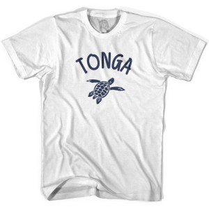 Tonga Beach Sea Turtle Adult Cotton T-shirt - White