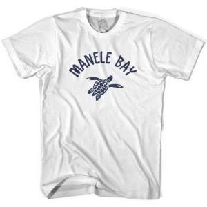 Manele Bay Beach Sea Turtle Adult Cotton T-shirt-White