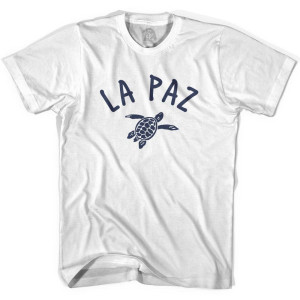 La Paz Beach Sea Turtle Adult Cotton T-shirt-White