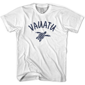 Vauatu Beach Sea Turtle Adult Cotton T-shirt-White