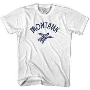 Montauk Beach Sea Turtle Adult Cotton T-shirt-White