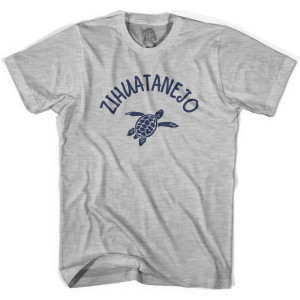 Zihuatanejo Beach Sea Turtle Adult Cotton T-shirt - Grey Heather