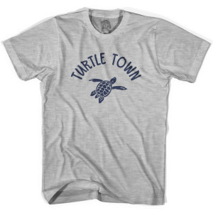 Turtle Town Beach Sea Turtle Adult Cotton T-shirt-Grey Heather