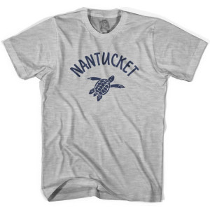 Nantucket Beach Sea Turtle Adult Cotton T-shirt-Grey Heather