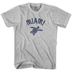 Miami Beach Sea Turtle Adult Cotton T-shirt - Grey Heather