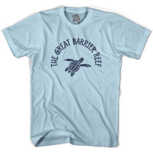 The Great Barrier Reef Beach Sea Turtle Adult Cotton T-shirt - Light Blue