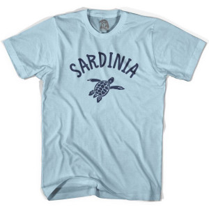 Sardinia Beach Sea Turtle Adult Cotton T-shirt - Light Blue