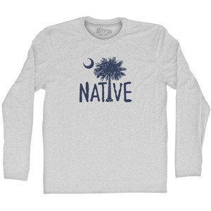 Native South Carolina Flag Adult Cotton Long Sleeve T-shirt - Grey Heather Native South Carolina Flag Adult Cotton Long Sleeve T-shirt - Grey Heather