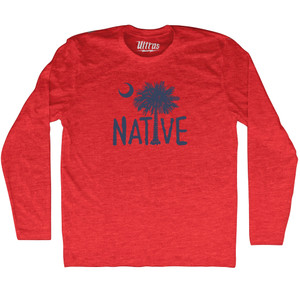 Native South Carolina Flag Adult Tri-Blend Long Sleeve T-shirt - Athletic Red Native South Carolina Flag Adult Tri-Blend Long Sleeve T-shirt - Athletic Red