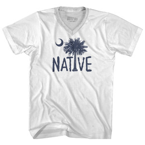 Native South Carolina Flag Adult Tri-Blend V-neck T-shirt - White Native South Carolina Flag Adult Tri-Blend V-neck T-shirt - White
