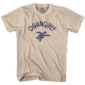Ogunquit Beach Sea Turtle Adult Cotton T-shirt - Creme