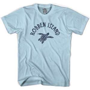 Robben Island Beach Sea Turtle Adult Cotton T-shirt - Light Blue
