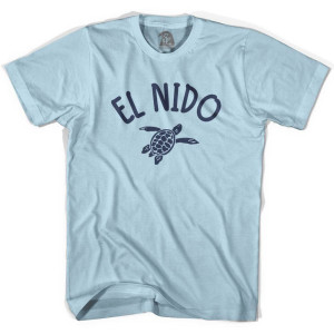 El Nido Beach Sea Turtle Adult Cotton T-shirt - Light Blue
