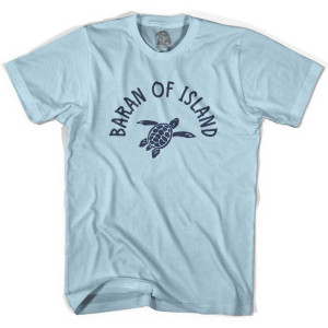 Baran of Island Beach Sea Turtle Adult Cotton T-shirt - Light Blue