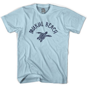 Mukul Beach Sea Turtle Adult Cotton T-shirt - Light Blue