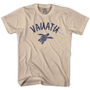 Vauatu Beach Sea Turtle Adult Cotton T-shirt - Creme