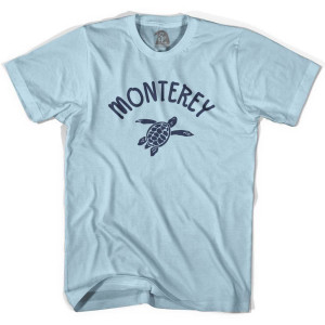 Monterey Beach Sea Turtle Adult Cotton T-shirt - Light Blue
