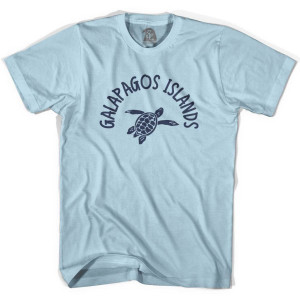 Galapagos Islands Beach Sea Turtle Adult Cotton T-shirt - Light Blue