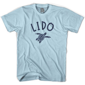Lido Beach Sea Turtle Adult Cotton T-shirt - Light Blue