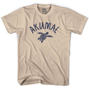 Akumal Beach Sea Turtle Adult Cotton T-shirt - Creme