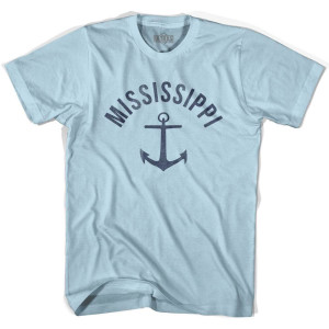 Mississippi State Anchor Home Cotton Adult T-shirt - Light Blue