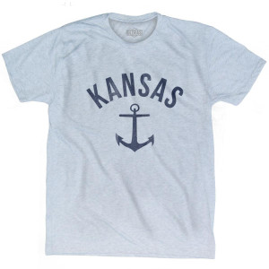 Kansas State Anchor Home Tri-Blend Adult T-shirt - Athletic White