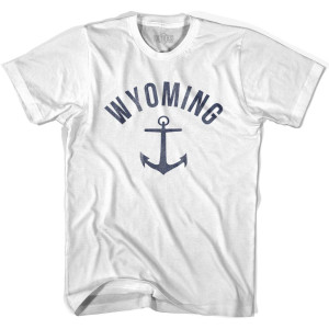 Wyoming State Anchor Home Cotton Adult T-shirt - White