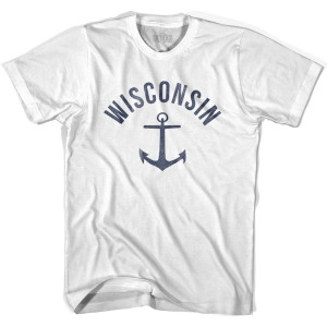 Wisconsin State Anchor Home Cotton Adult T-shirt - White