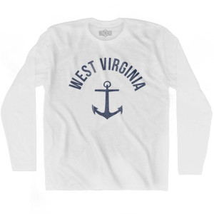 West Virginia State Anchor Home Cotton Adult Long Sleeve T-shirt - White West Virginia State Anchor Home Cotton Adult Long Sleeve T-shirt - White