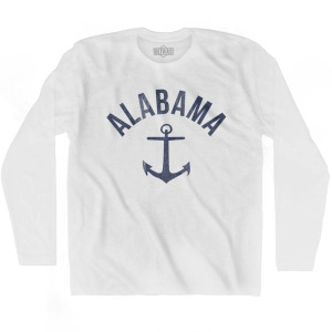 Alabama State Anchor Home Cotton Adult Long Sleeve T-shirt - White