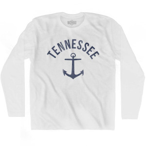 Tennessee State Anchor Home Cotton Adult Long Sleeve T-shirt-White