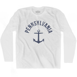 Pennsylvania State Anchor Home Cotton Adult Long Sleeve T-shirt-White Pennsylvania State Anchor Home Cotton Adult Long Sleeve T-shirt-White