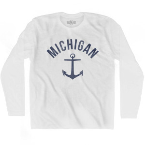Michigan State Anchor Home Cotton Adult Long Sleeve T-shirt - White Michigan State Anchor Home Cotton Adult Long Sleeve T-shirt - White