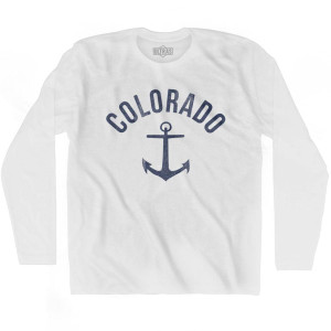 Colorado State Anchor Home Cotton Adult Long Sleeve T-shirt - White Colorado State Anchor Home Cotton Adult Long Sleeve T-shirt - White