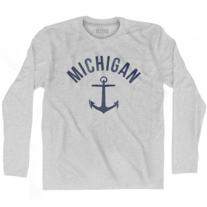 Michigan State Anchor Home Cotton Adult Long Sleeve T-shirt - Grey Heather