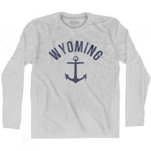 Wyoming State Anchor Home Cotton Adult Long Sleeve T-shirt - Grey Heather