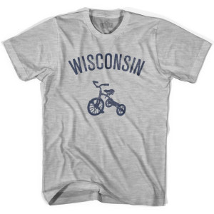 Wisconsin State Tricycle Adult Cotton T-shirt - Grey Heather