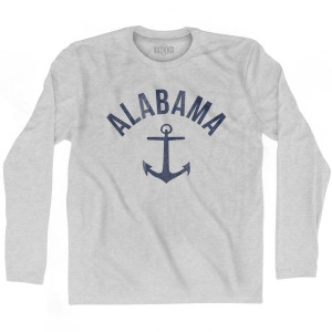 Alabama State Anchor Home Cotton Adult Long Sleeve T-shirt - Grey Heather