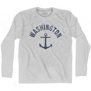 Washington State Anchor Home Cotton Adult Long Sleeve T-shirt - Grey Heather