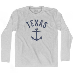 Texas State Anchor Home Cotton Adult Long Sleeve T-shirt - Grey Heather Texas State Anchor Home Cotton Adult Long Sleeve T-shirt - Grey Heather
