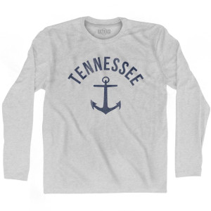 Tennessee State Anchor Home Cotton Adult Long Sleeve T-shirt - Grey Heather