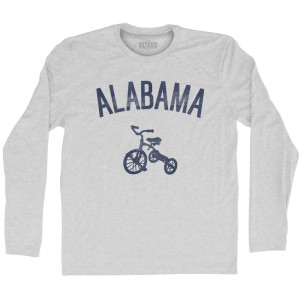 Alabama State Tricycle Adult Cotton Long Sleeve T-shirt - Grey Heather Alabama State Tricycle Adult Cotton Long Sleeve T-shirt - Grey Heather