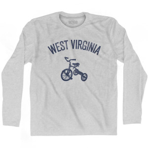 West Virginia State Tricycle Adult Cotton Long Sleeve T-shirt - Grey Heather