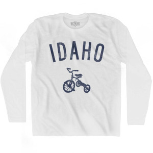 Idaho State Tricycle Adult Cotton Long Sleeve T-shirt - White
