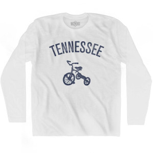 Tennessee State Tricycle Adult Cotton Long Sleeve T-shirt - White Tennessee State Tricycle Adult Cotton Long Sleeve T-shirt - White