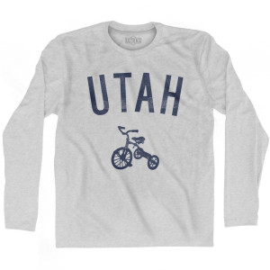 Utah State Tricycle Adult Cotton Long Sleeve T-shirt - Grey Heather Utah State Tricycle Adult Cotton Long Sleeve T-shirt - Grey Heather